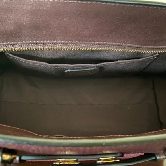 Coach F55665 Pebble And Smooth Leather Satchel/Shoulder/Crossbody Bag Burgundy